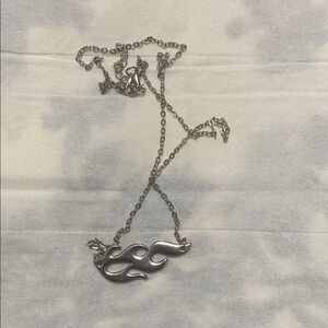 Silver Flame Pendant Necklace